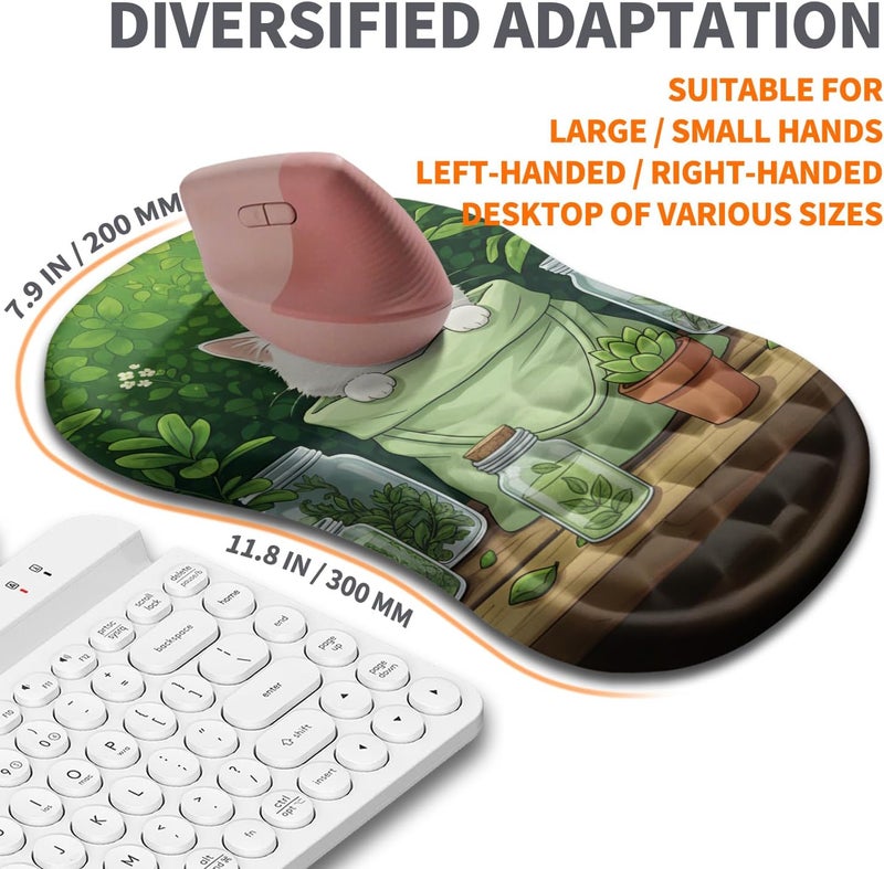 Armanza Ergonomic Joint Wrist Support Mouse Pad with Memory Foam Cushion Massage Bump, Carpal Tunnel Pain Relief Mousepad Slope Design for Wrist Rest, 11.8x7.9 in, Cute Kitten - Image 5